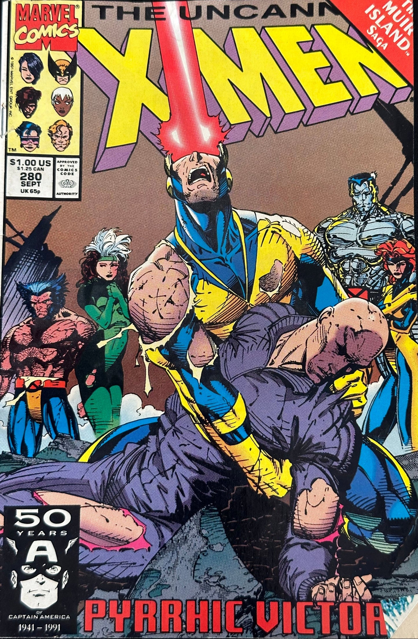 Cover of The Uncanny X-Men #280 - One Step Back, One Step Forward, September 1991, featuring the Muir Island Saga conclusion