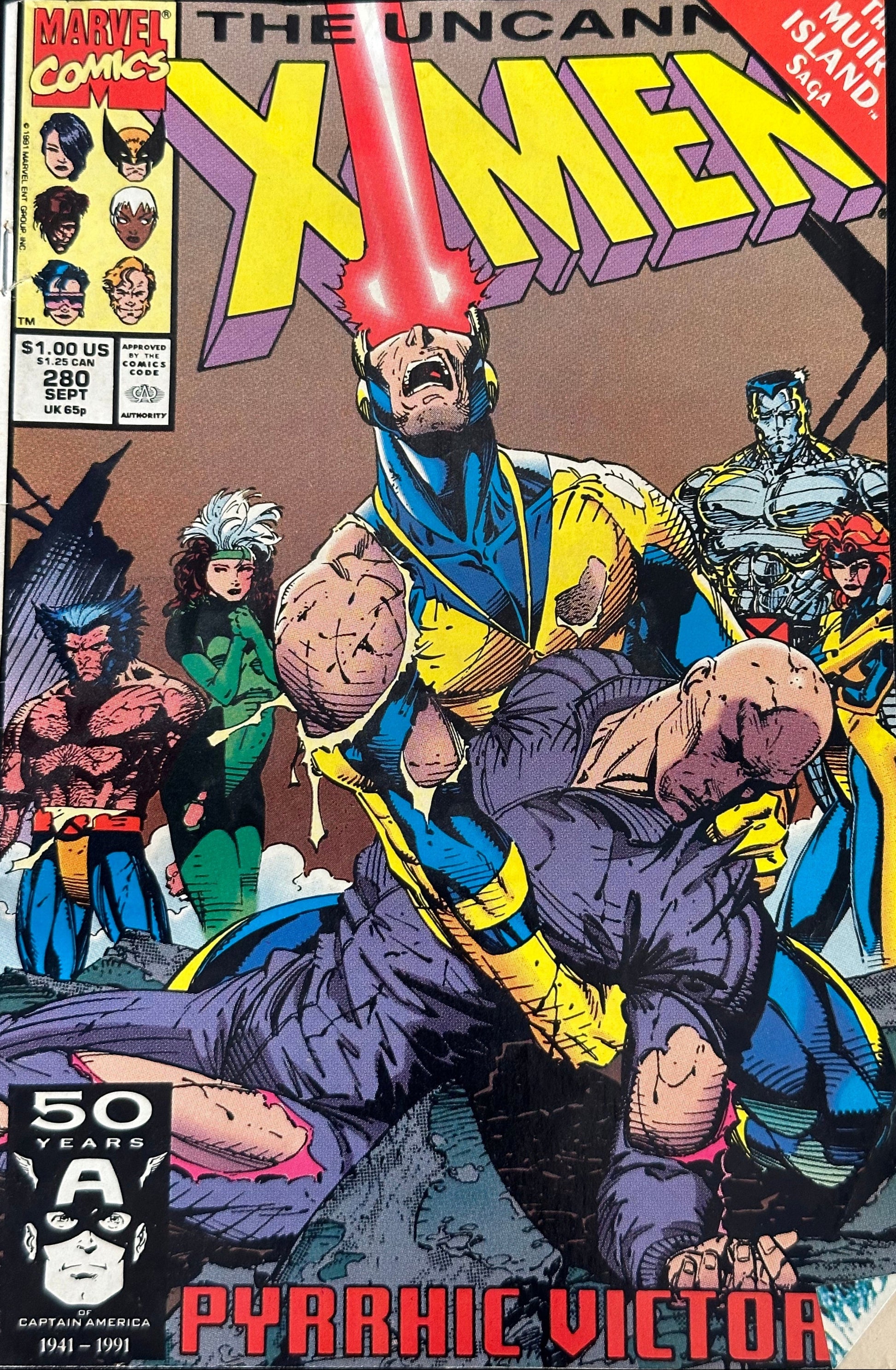 Cover of The Uncanny X-Men #280 - One Step Back, One Step Forward, September 1991, featuring the Muir Island Saga conclusion