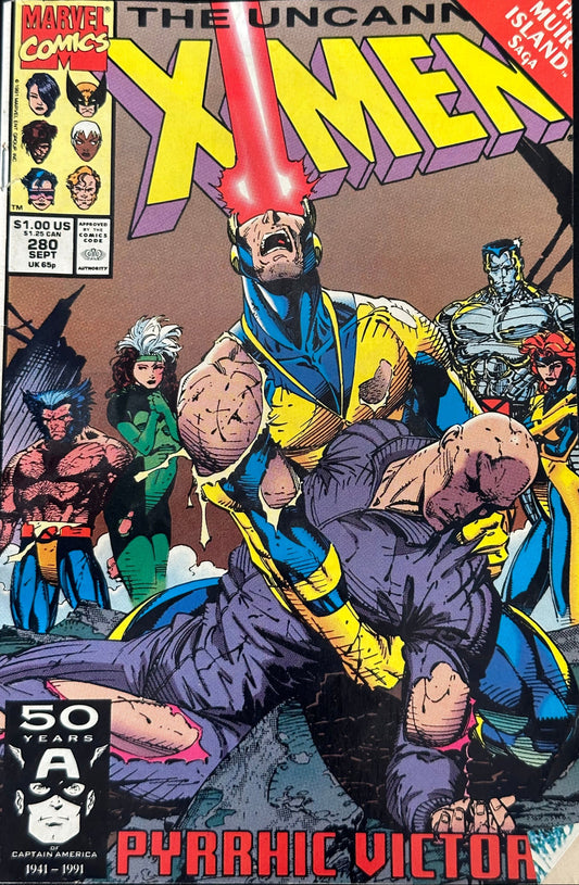 Cover of The Uncanny X-Men #280 - One Step Back, One Step Forward, September 1991, featuring the Muir Island Saga conclusion